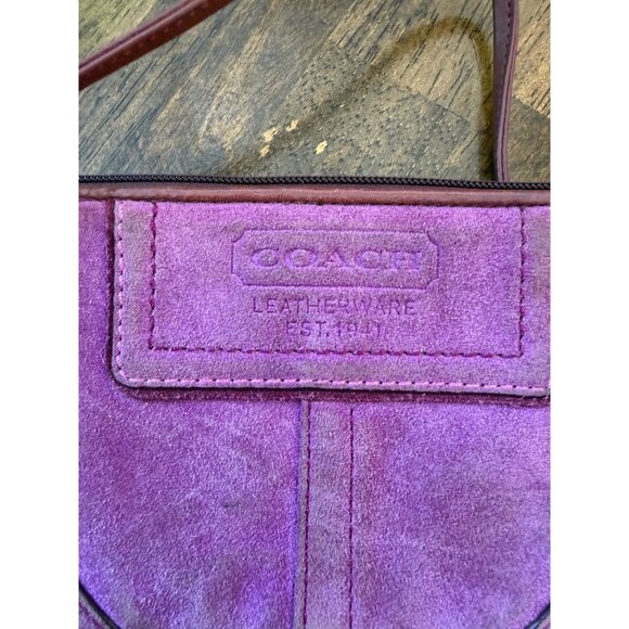 Coach Suede Leather Zip Closure Purple Wristlet/Clutch - Picture 2 of 4